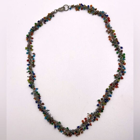 *3/$20* silver tone and multicolored seed bead necklace - Picture 1 of 4